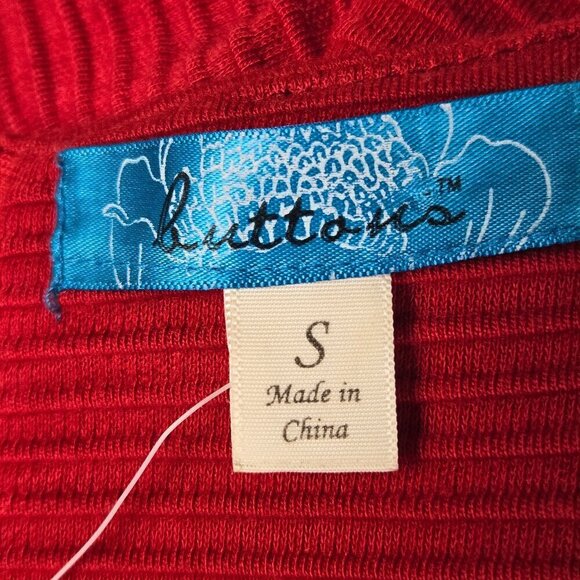 Buttons Size S Red Fit & Flare Dress Sequins Embroidery Textured Cap Sleeve NWT - Picture 14 of 16